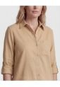 Camisa Con Manga Remangable   Para Mujer Café Patprimo de Patprimo