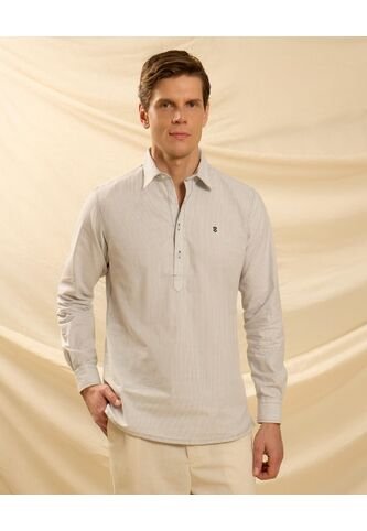 Camisa De Rayas Con Pechera   Para Hombre Azul Patprimo Patprimo