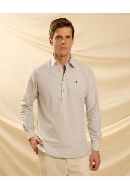 Camisa De Rayas Con Pechera   Para Hombre Azul Patprimo