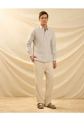 Camisa De Rayas Con Pechera   Para Hombre Azul Patprimo
