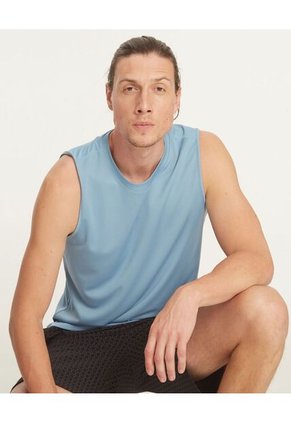 Camiseta Camiseta Ms Unicolor Con Espalda Texturizada  Para Hombre Azul Patprimo