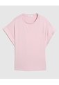 Camiseta Manga Corta Con Doblez  Curvy  Para Mujer Rosa Patprimo de Patprimo