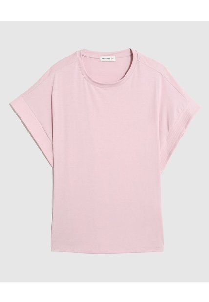 Camiseta Manga Corta Con Doblez  Curvy  Para Mujer Rosa Patprimo