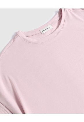 Camiseta Manga Corta Con Doblez  Curvy  Para Mujer Rosa Patprimo