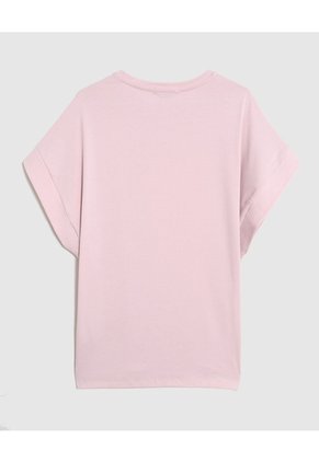 Camiseta Manga Corta Con Doblez  Curvy  Para Mujer Rosa Patprimo