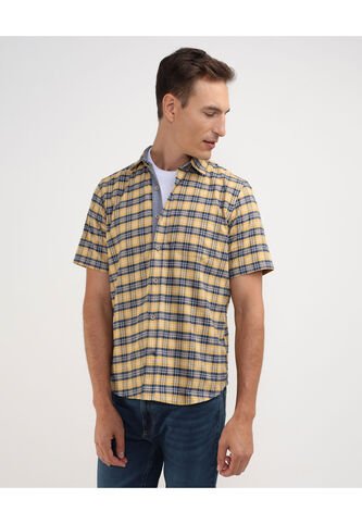 Camisa Para Hombre Manga Corta Con Bolsillo Color Oro Marca Patprimo #44013005 Patprimo