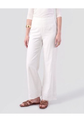 Pantalón De Bota Ancha Con Encaje Para Mujer  Para Mujer Blanco Patprimo Patprimo