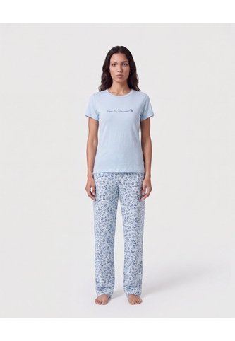 Pijama De Pantalón Largo Y Camiseta   Para Mujer Azul Patprimo Patprimo
