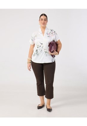 Blusa De Cuello Mao Con Escote En V Curvy Para Mujer Blanco Patprimo
