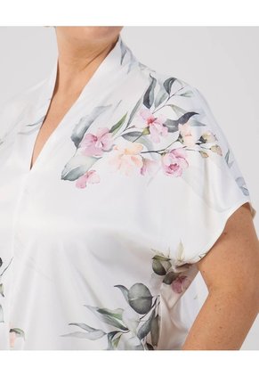Blusa De Cuello Mao Con Escote En V Curvy Para Mujer Blanco Patprimo