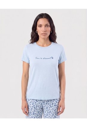 Pijama De Pantalón Largo Y Camiseta Para Mujer Azul Patprimo