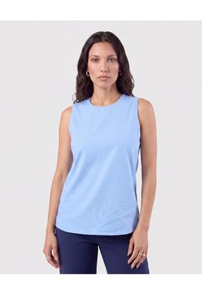 Blusa Sin Mangas Cuello Redondo Para Mujer Azul Patprimo