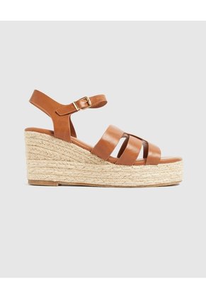Sandalias Plataforma De Yute Para Mujer Café Patprimo
