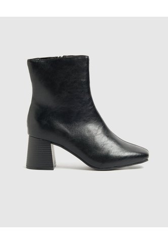 Botines Punta Cuadrada Tacón Bloque   Para Mujer Negro Patprimo Patprimo