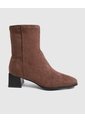 Botines Tipo Media Tacón Bloque   Para Mujer Café Patprimo de Patprimo