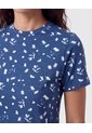 Camiseta Manga Corta Cuello Redondo   Para Mujer Azul Patprimo de Patprimo