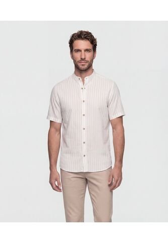 Camisa  Para Hombre Manga Corta Sin Bolsillo Cuello N Color Crema Marca Patprimo #44018339 Patprimo