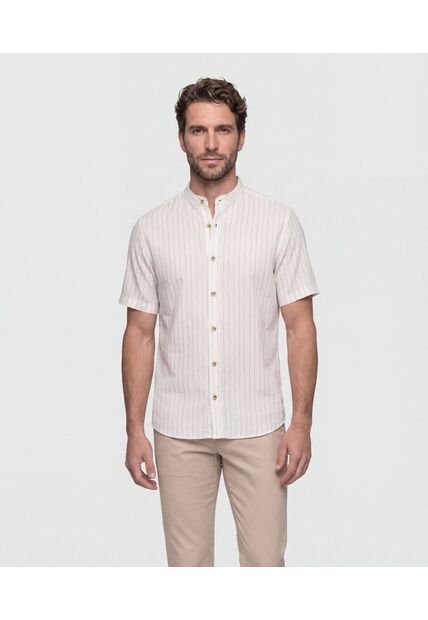 Camisa  Para Hombre Manga Corta Sin Bolsillo Cuello N Color Crema Marca Patprimo #44018339