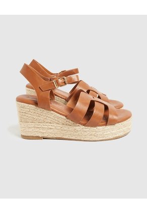 Sandalias Plataforma De Yute Para Mujer Café Patprimo