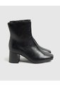 Botines Punta Cuadrada Tacón Bloque   Para Mujer Negro Patprimo de Patprimo