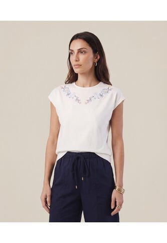 Camiseta  Para Mujer Manga Corta Moda Color Blanco Marca Patprimo #30098506 Patprimo