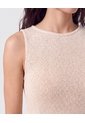 Camiseta Tejida Sin Mangas   Para Mujer Beige Patprimo de Patprimo