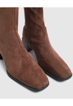 Botines Tipo Media Tacón Bloque   Para Mujer Café Patprimo