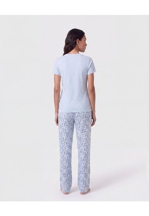 Pijama De Pantalón Largo Y Camiseta Para Mujer Azul Patprimo
