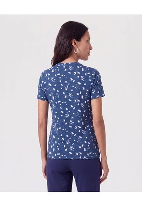 Camiseta Manga Corta Cuello Redondo   Para Mujer Azul Patprimo