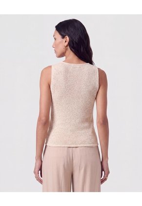 Camiseta Tejida Sin Mangas Para Mujer Beige Patprimo