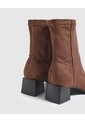 Botines Tipo Media Tacón Bloque   Para Mujer Café Patprimo de Patprimo