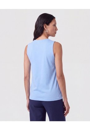 Blusa Sin Mangas Cuello Redondo Para Mujer Azul Patprimo