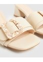 Sandalias Tacón Bloque Con Hebilla   Para Mujer Crema Patprimo de Patprimo
