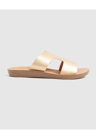 Sandalias Planas Metalizadas   Para Mujer Dorado Patprimo Patprimo