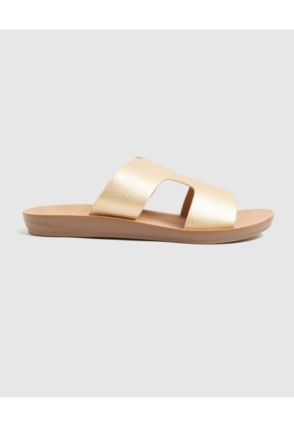 Sandalias Planas Metalizadas   Para Mujer Dorado Patprimo