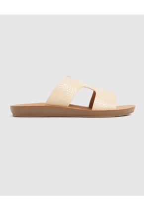 Sandalias Planas Grabado Culebra Para Mujer Crema Patprimo
