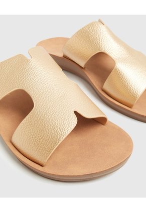 Sandalias Planas Metalizadas   Para Mujer Dorado Patprimo