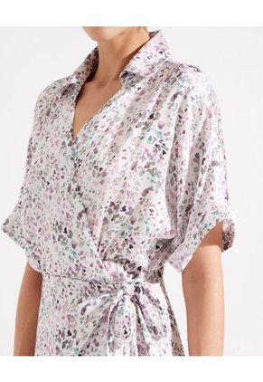 Vestido Estampado En Satín  Para Mujer Blanco Patprimo