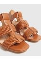 Sandalias Tiras Tejidas Tacón Bloque   Para Mujer Café Patprimo de Patprimo