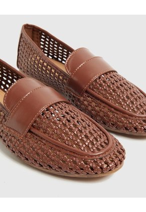 Mocasines Tejidos Texturizados   Para Mujer Café Patprimo