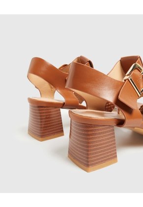 Sandalias Tiras Tejidas Tacón Bloque Para Mujer Café Patprimo