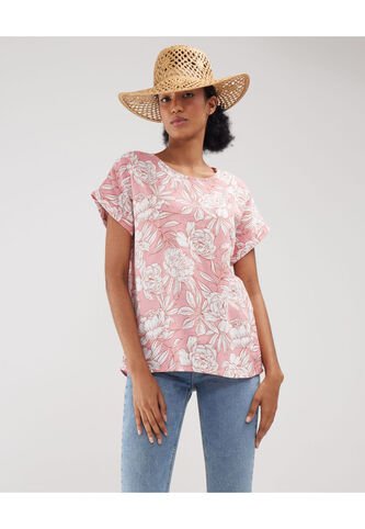 Blusa Para Mujer Manga Corta Color Rosado Marca Patprimo #30123348 Patprimo