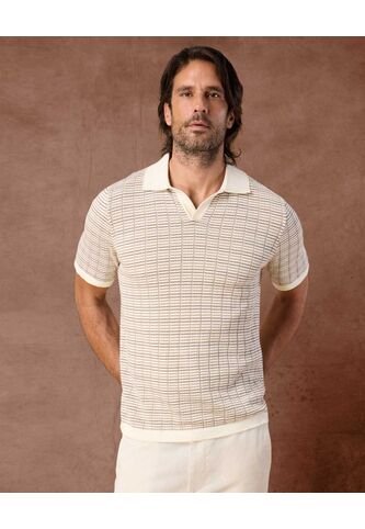 Polo  Para Hombre Cuello Maquina Sin Bolsillo Color Beige Marca Patprimo #44112786 Patprimo