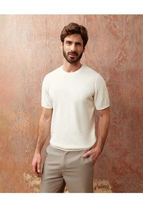 Camiseta  Para Hombre Manga Corta Cuello Redondo Color Beige Marca Patprimo #44090965