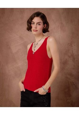 Camiseta  Para Mujer Manga Sisa Cuello Redondo Color Rojo Marca Patprimo #30093894 Patprimo