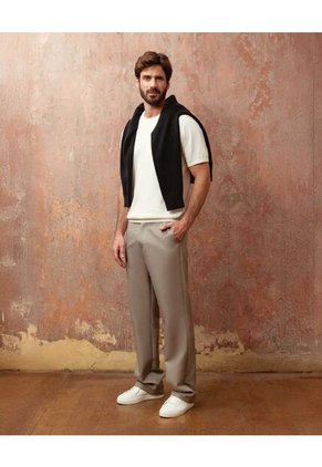 Camiseta  Para Hombre Manga Corta Cuello Redondo Color Beige Marca Patprimo #44090965