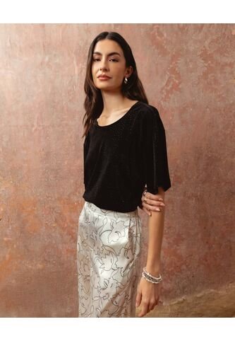 Camiseta  Para Mujer Manga Corta Cuello Redondo Color Negro Marca Patprimo #30093878 Patprimo