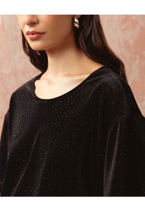 Camiseta  Para Mujer Manga Corta Cuello Redondo Color Negro Marca Patprimo #30093878