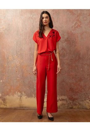 Blusa Para Mujer Manga Corta Color Rojo Marca Patprimo #30123644