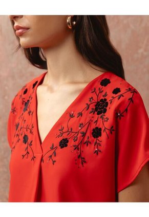 Blusa Para Mujer Manga Corta Color Rojo Marca Patprimo #30123644